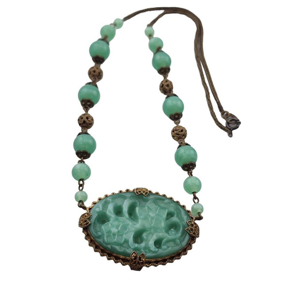 Antique Signed Czechoslovakia Peking Necklace (3350)